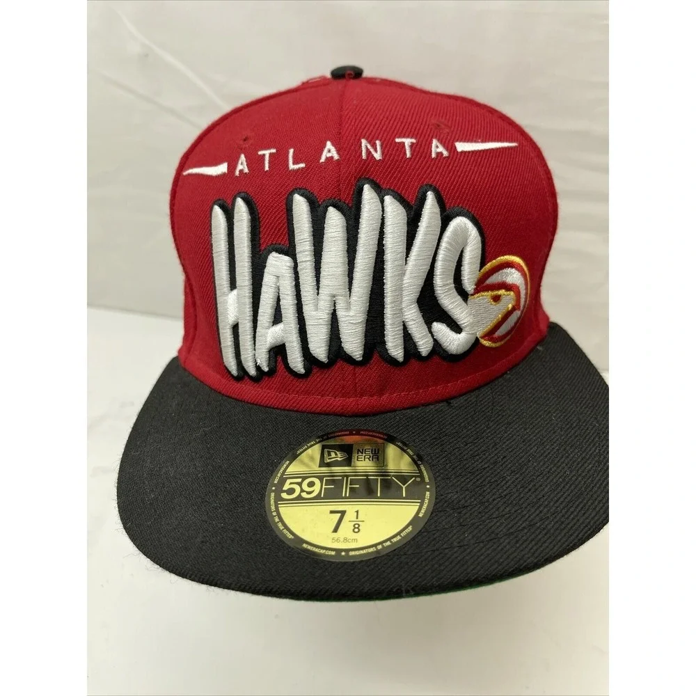 Atlanta HAWKS Hat Cap Fitted 7 1/8 New Era Hardwood Classic 59Fifty  Flat‎ Bill
